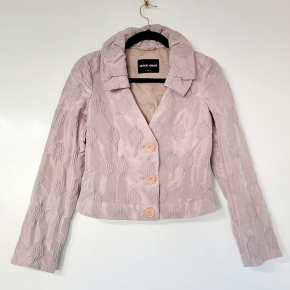 Giorgio Armani Jackets & Blazers - Giorgio Armani Metallic Dusty Pink Short Fashion Leaf Jacket Size 8
